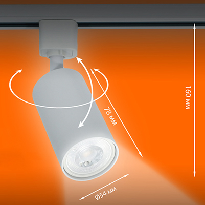 1-фазный трековый светильник Ledvance ECO CLASS белый под лампу с цоколем GU10 - размеры
