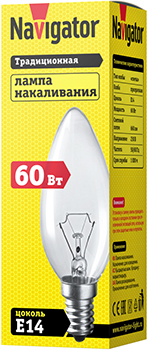 лампа накаливания Navigator NI-B-60-230-E14-CL - упаковка