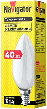 лампа накаливания Navigator NI-B-40-230-E14-FR - упаковка