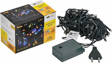 led гирлянда-нить IEK LGDB110-3-100-10-G-S-20 - внешний вид + упаковка