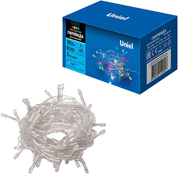 led гирлянда Uniel ULD-S0500-050/DTA Multi IP20 - внешний вид + упаковка