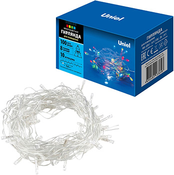 led гирлянда Uniel ULD-S1000-100/DTA Multi IP20 - внешний вид + упаковка
