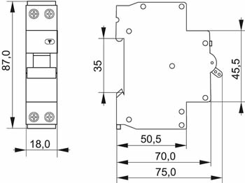 дифавтомат IEK АВДТ32МL Karat - размеры
