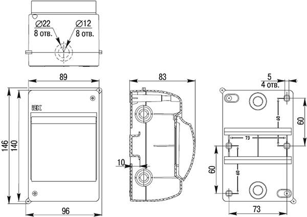 бокс IEK КМПн - размеры