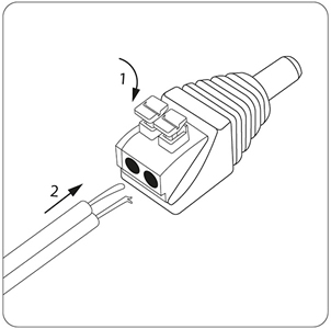 разъем питания DC штекер 2,1 x 5,5 мм Rexant 14-0314-2 с быстрозажимной колодкой - подключение