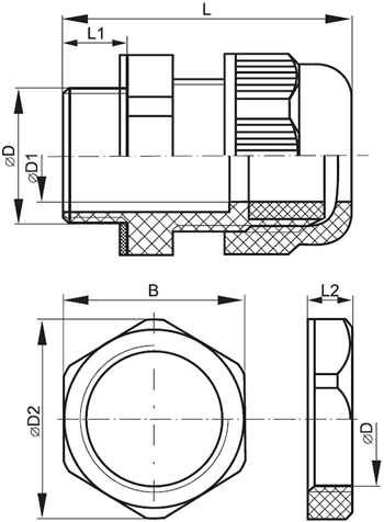 сальник PG IP54 IEK - размеры