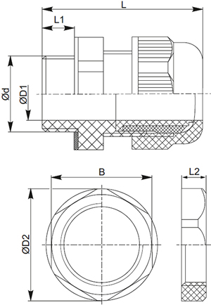 сальник MG IP68 IEK - размеры