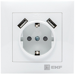 розетка 1-местная EKF EWR16-028-10-2USB "Валенсия" - внешний вид