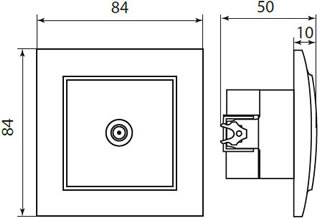 розетка TV оконечная EKF ERA00-027-10 "Минск" - размеры