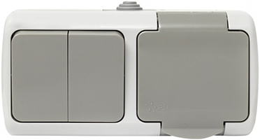 блок розетка 1-местная с з/к + выключатель 2-кл. EKF "Мурманск" - внешний вид