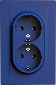 розетка 2-местная Systeme Electric AtlasDesign, з/к, в сборе, аквамарин - внешний вид