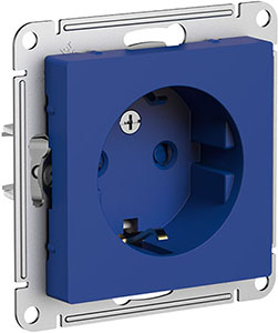 розетка 1-местная Systeme Electric AtlasDesign, з/к, шторки, аквамарин - внешний вид