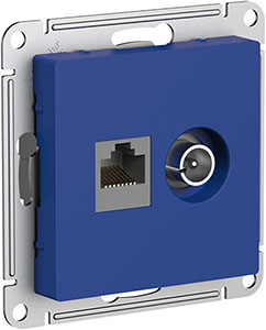 розетка RJ45 кат.5E + TV оконечная Systeme Electric AtlasDesign, аквамарин - внешний вид