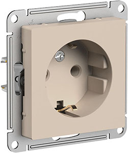 розетка 1-местная Systeme Electric AtlasDesign, з/к, песочный - внешний вид