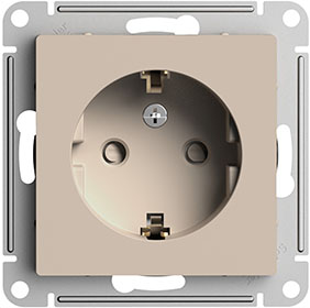 розетка 1-местная Systeme Electric AtlasDesign, з/к, шторки, песочный - внешний вид