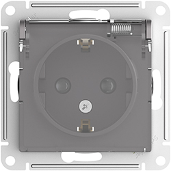 розетка 1-местная Systeme Electric AtlasDesign Aqua з/к + шторки + крышка - внешний вид