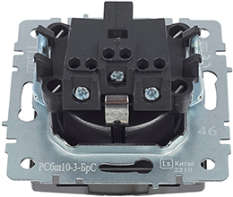 розетка 1-местная IEK РСбш10-3-БрС Brite - вид с тыльной стороны