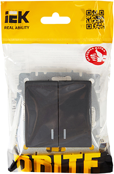 выключатель 2-клавишный IEK ВС10-2-1-БрГ Brite - упаковка