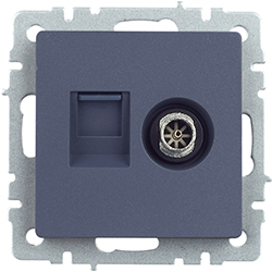 розетка двойная TV+RJ45 IEK РТВ/РК12-БрМ Brite - внешний вид