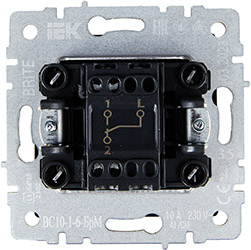 выключатель 1-клавишный проходной IEK ВС10-1-6-БрМ Brite - вид с тыльной стороны