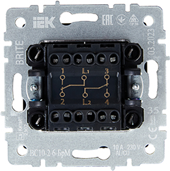 выключатель 2-клавишный проходной IEK ВС10-2-6-БрМ Brite - вид с тыльной стороны