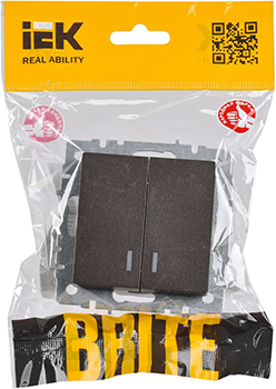 выключатель 2-клавишный IEK ВС10-2-1-БрТБ Brite - упаковка