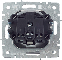 розетка 1-местная IEK РСбш10-3-44-БрЧ Brite - вид с тыльной стороны