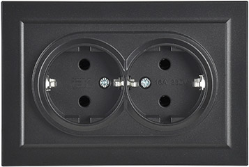 розетка 2-местная IEK РС12-3-БрЧ Brite - внешний вид