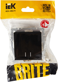 выключатель 2-клавишный IEK ВС10-2-1-БрЧ Brite - упаковка