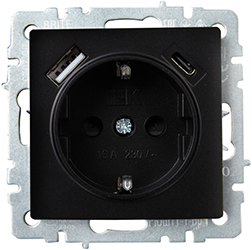 розетка 1-местная IEK РЮш11-1-БрЧ Brite - внешний вид