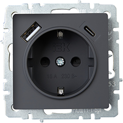 розетка 1-местная IEK РЮш11-1-БрГ Brite - внешний вид