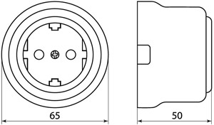 розетка 1-местная с з/к "Болонь" TDM - размеры