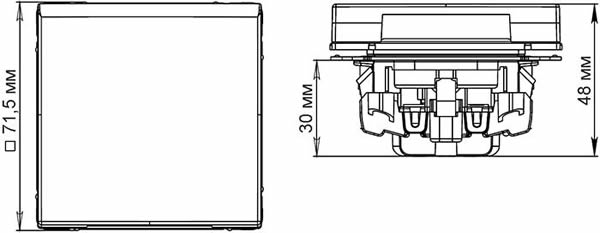 розетка 1-местная IP44 Systeme Electric серии ArtGallery з/к + шторки + крышка - размеры