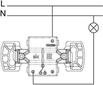 переключатель 1-клавишный Systeme Electric Blanca - схема подключения