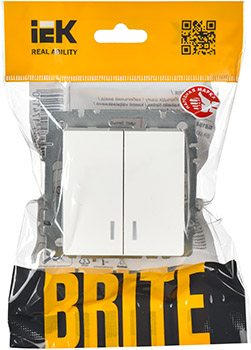 выключатель 2-клавишный IEK ВС10-2-1-БрЖ Brite - упаковка