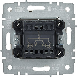 выключатель 2-клавишный IEK ВС10-2-1-БрБ Brite - вид с тыльной стороны