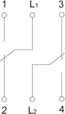выключатель 2-клавишный проходной IEK Brite - схема электрическая