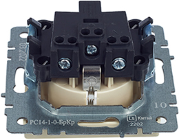 розетка 1-местная IEK РС14-1-0-БрКр Brite - вид с тыльной стороны