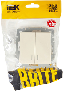 выключатель 2-клавишный IEK ВС10-2-1-БрКр Brite - упаковка