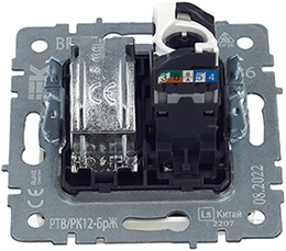 розетка TV+RJ45 IEK РТВ/РК12-БрЖ Brite - вид с тыльной стороны