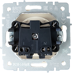 розетка 1-местная IEK РС10-1-0-БрЖ Brite - вид с тыльной стороны