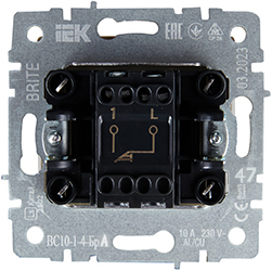 выключатель 1-клавишный самовозвратный IEK ВС10-1-4-БрА Brite - вид с тыльной стороны