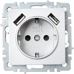 розетка 1-местная IEK РЮш10-2-БрА Brite - внешний вид