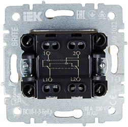 выключатель 1-клавишный перекрестный IEK ВС10-1-3-БрКр Brite - вид с тыльной стороны