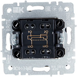 выключатель 1-клавишный перекрестный IEK ВС10-1-3-БрШ Brite - вид с тыльной стороны