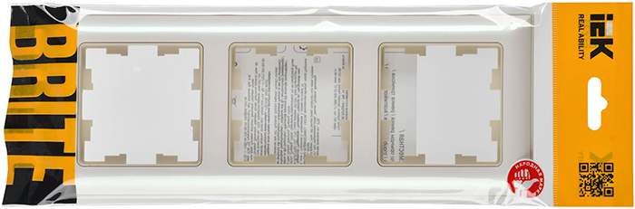 рамка 3-постовая IEK РУ-3-Бр Brite бежевый / жемчужный - упаковка