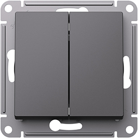 выключатель 2-клавишный Systeme Electric AtlasDesign, базальт - внешний вид