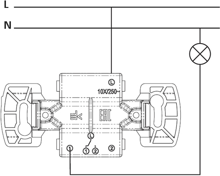 переключатель 1-клавишный Systeme Electric серии Blanca - схема подключения