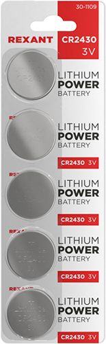 батарейки литиевые CR2430 Rexant 30-1109 - упаковка