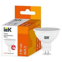 Лампа свд 220В GU5.3 5Вт 3000К 450лм MR16 матовая IEK 